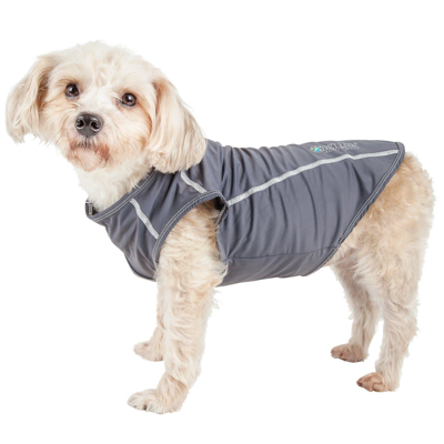 Pet Life Active 'racerbark' 4-way-stretch Yoga Fitness Dog T-shirt Tank Top In Grey