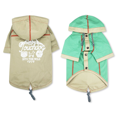 Touchdog 'cloudburst' Reversible Fashion Waterproof Dog Raincoat In Brown