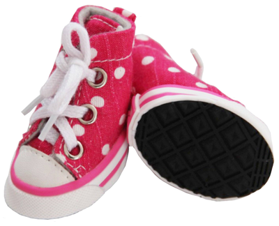 Pet Life 'extreme-skater' Canvas Casual Grip Pet Dog Shoes Sneakers - Set Of 4 In Pink