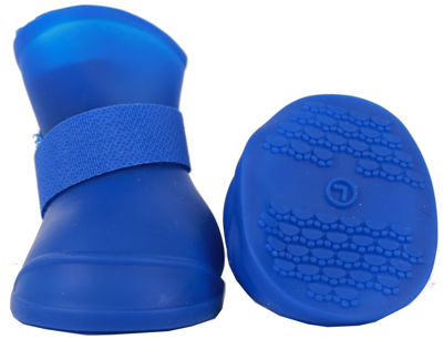 Pet Life Elastic Protective Multi-usage All-terrain Rubberized Dog Shoes - Set Of 4 In Blue