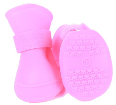 Pet Life Elastic Protective Multi-usage All-terrain Rubberized Dog Shoes - Set Of 4 In Pink