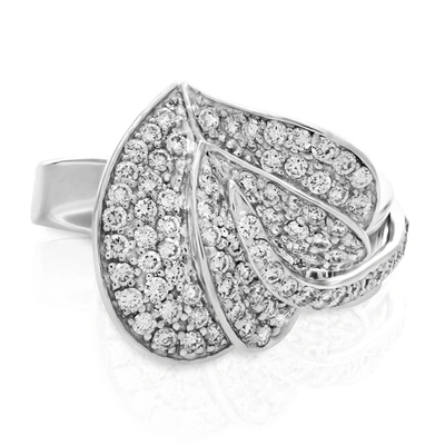 Vir Jewels 0.90 Cttw Diamond Heart Leaf Fashion Ring 14k White Gold Round In Silver