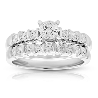 Vir Jewels 1 Cttw Diamond Channel Set Wedding Engagement Ring Set 14k White Gold In Silver