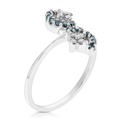 Vir Jewels 1/3 Cttw Blue Diamond Ring Fashion Round 10k White Gold