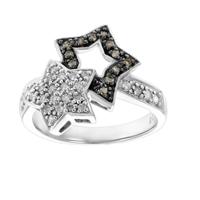 Vir Jewels 1/4 Cttw Champagne And White Diamond Fashion Star Ring 14k White Gold