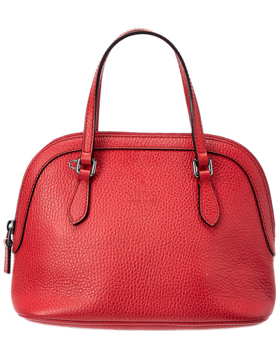 Gucci Red Grained Leather Mini Dome Bag (authentic )