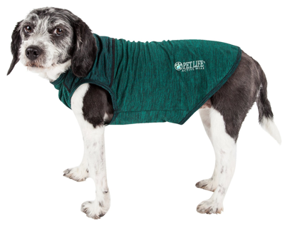 Pet Life Active 'aero-pawlse' Quick-dry And 4-way-stretch Yoga Fitness Dog T-shirt Tank Top In Green