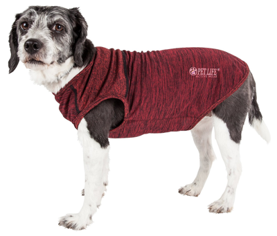 Pet Life Active 'aero-pawlse' Quick-dry And 4-way-stretch Yoga Fitness Dog T-shirt Tank Top In Red