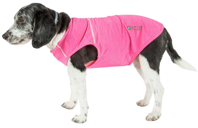 Pet Life Active 'aero-pawlse' Quick-dry And 4-way-stretch Yoga Fitness Dog T-shirt Tank Top In Pink