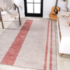 Jonathan Y Raita Modern Distressed Stripe Machine-washable Ivory/pink Area Rug In White