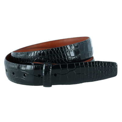 Trafalgar Leather Mock Croc Print Belt Strap In Black