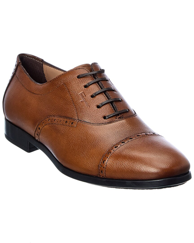 Ferragamo Riley Pebbled Cap Toe Oxford In Black