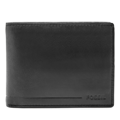 Fossil Men's Allen Leather Rfid Traveler In Black