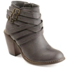 Journee Collection Women's Strap Wide Width Round Toe Stacked Heel Dress Booties In Grey