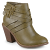 Journee Collection Women's Strap Round Toe Stacked Heel Dress Booties In Green