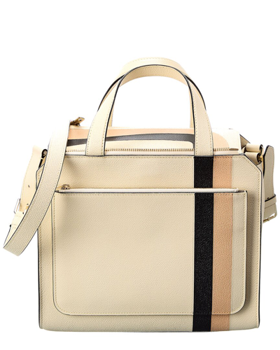 Valextra Passepartout Medium Leather Tote In White