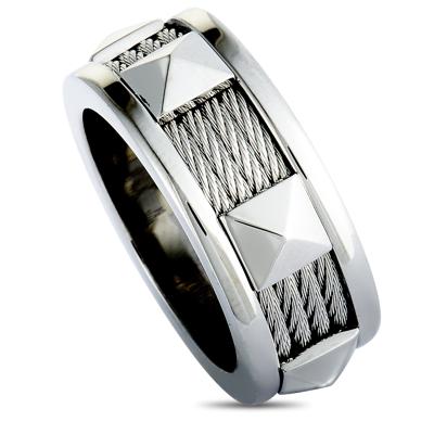 Charriol Forever Stainless Steel Cable Band Ring In White