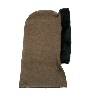 Portolano Cashmere Hoodhat With Fake Fur In Brown