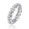 Rachel Glauber Rhodium Plated Oval Cubic Zirconia Band Ring In Silver