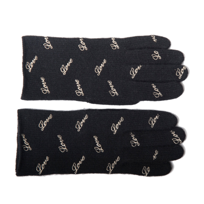 Portolano Cashmere Gloves With "love" Embroidery In Black