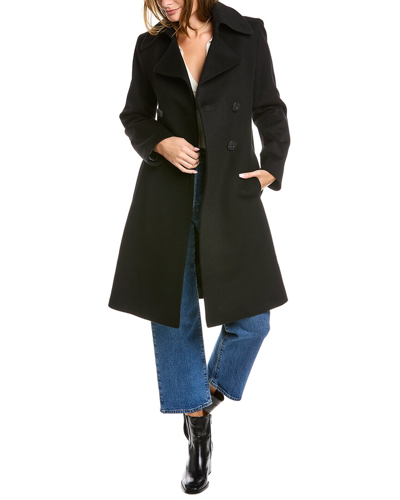 Fleurette Double-breasted Wool Coat In Black