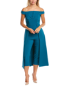 Kay Unger Bridget Off-shoulder Walk-thru Jumpsuit In Blue