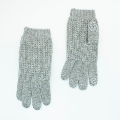 Portolano Cashmere Stitched Tech Gloves In Grey