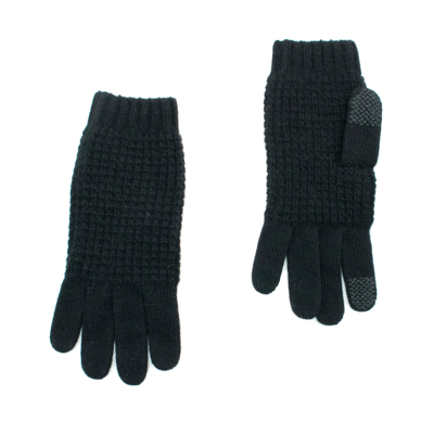 Portolano Cashmere Stitched Tech Gloves In Black