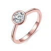 Rachel Glauber Rg White Gold Plated With Diamond Cubic Zirconia Bezel Solitaire Ring In Pink