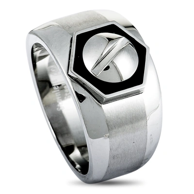 Charriol Rotonde Stainless Steel Black Epoxy Band Ring In Silver