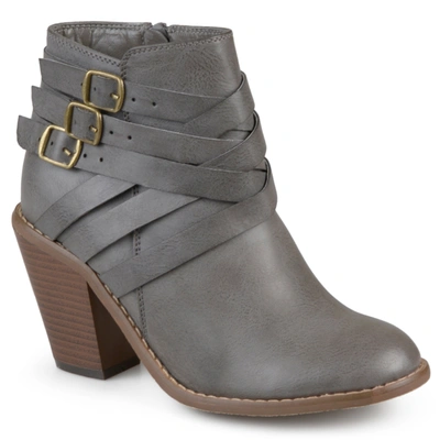 Journee Collection Collection Women's Wide Width Strap Bootie In Grey