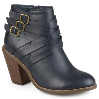 Journee Collection Collection Women's Wide Width Strap Bootie In Blue
