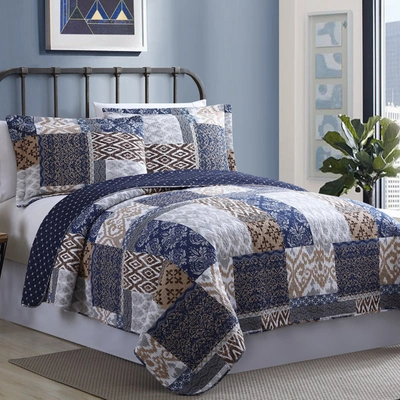 Modern Threads 100% Cotton 3-piece Printed Reversible Quilt Set Laura In Multi