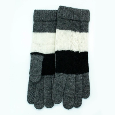 Portolano Cashmere Tech Gloves With Cables In Black
