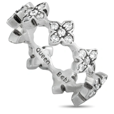 King Baby Silver And White Cubic Zirconia Mb Cross Ring In Multi-color