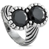 KING BABY SILVER AND BLACK CUBIC ZIRCONIA TWISTED PATTERN RING