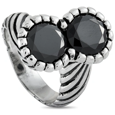 King Baby Silver And Black Cubic Zirconia Twisted Pattern Ring In Multi-color