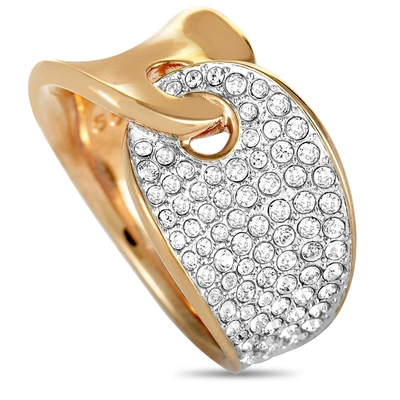 Swarovski Guardian Stainless Steel Rose Gold-plated And Crystal Interlocking Band Ring In Multi-color