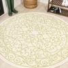 Jonathan Y Charleston Vintage Filigree Textured Weave Indoor/outdoor Green/cream Round Area Rug In Beige