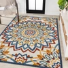 JONATHAN Y Flora Abstract Bold Mandala High-Low Indoor/Outdoor Red/Blue/Yellow Area Rug