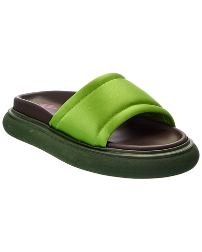 Attico The  Padded Satin Platform Sandal In Green