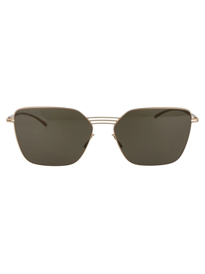 Mykita Mmesse030 Sunglasses In 295 E12 Champagne Gold Rawgreen Solid