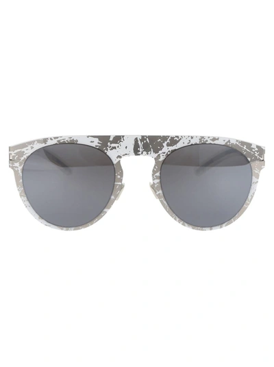 Mykita Mmtransfer004 Sunglasses In 265 Silver White Stone Brown Flash