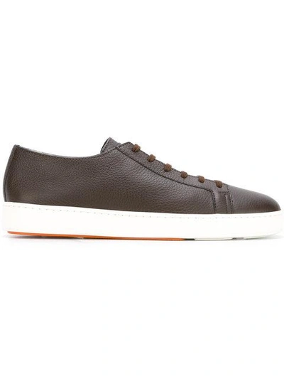 Santoni Grained Lace Up Trainers