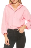 Alexia Admor Amber Classic Boyfriend Fit Button-up Shirt In Pink