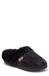 Dearfoams Womens Claire Cable Knit Chenille Clog House Shoe Slipper In Black