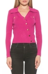 Alexia Admor Sam Asymmetrical Button Front Top In Magenta