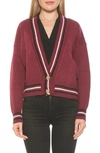 Alexia Admor Catherine V-neck Cardigan In Burgundy Multi