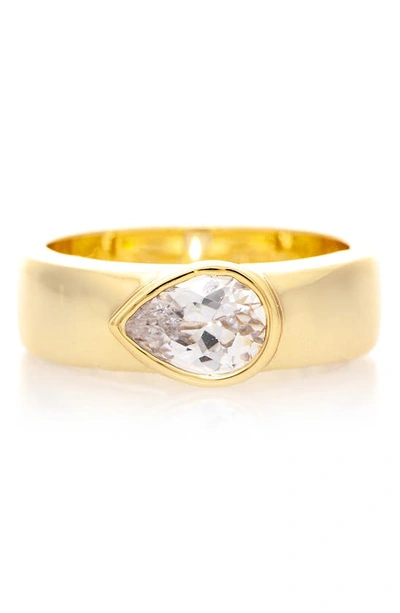 Rivka Friedman Pear Shape Cz Ring In Gold