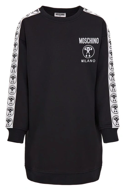 Moschino Kids' Monogram Logo Tape Sweatshirt Dress In 60100 Black